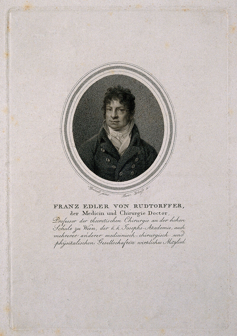 Franz Xaver, Ritter von Rudtorffer. Stipple engraving by D. Weiss after K. J. A. Agricola., by Karl Agricola