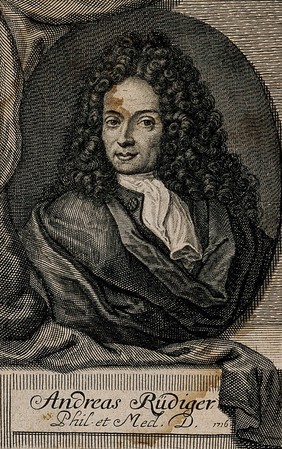 Andreas Rüdiger [Ridiger]. Line engraving by J.G. Mentzel, 1716.