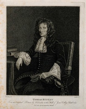 Tobias Rustat. Stipple engraving by W. N. Gardiner, 1796, after S. Harding after Sir P. Lely.