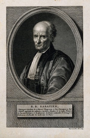 view Raphaël Bienvenu Sabatier. Line engraving by F.-J. Dequevauviller.