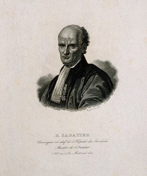 view Raphaël Bienvenu Sabatier. Line engraving by F.J. Dequevauviller.