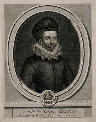 Scévole Sainte-Marthe, the elder. Line engraving by G. Edelinck.