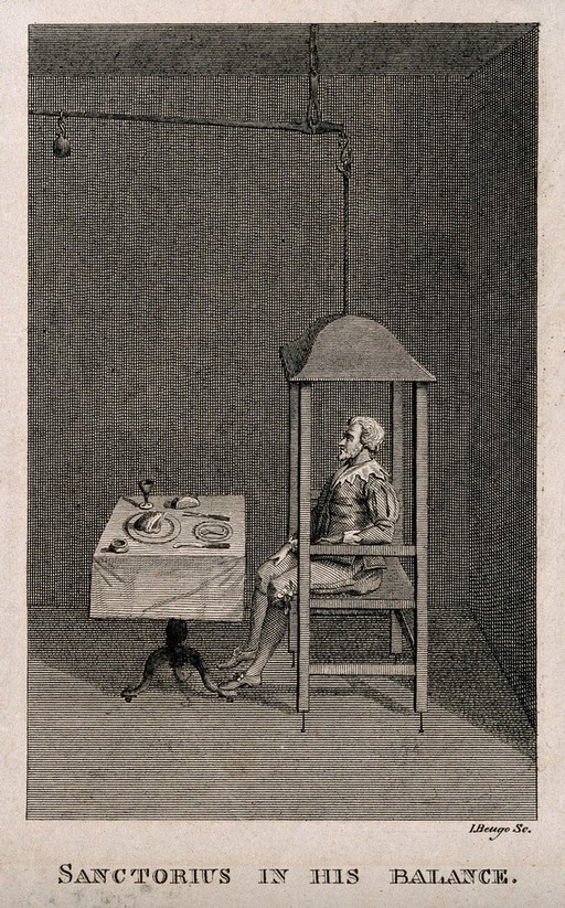 Sanctorius Sanctorius. Line engraving by J. Beugo.