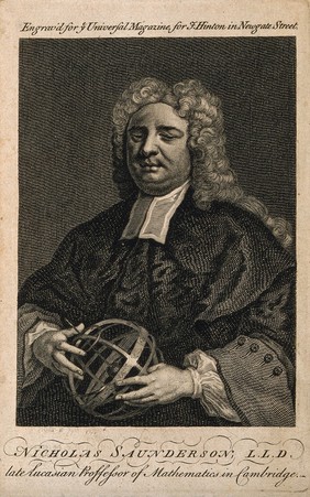 Nicholas Saunderson [Sanderson]. Line engraving, 1752, after J. Vanderbank, 1719.