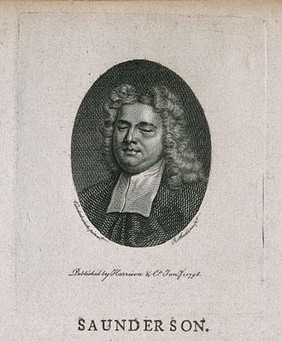 Nicholas Saunderson [Sanderson]. Line engraving by T. Rothwell, 1796, after J. Vanderbank.