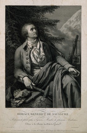 Horace Bénédict de Saussure. Line engraving by C.S. Pradier after J.P. Saint-Ours.