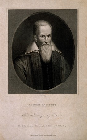 Josephus Justus Scaliger. Stipple engraving by C. E. Wagstaff after G. Edelinck.