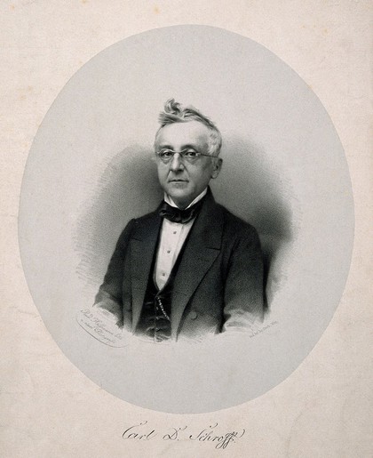 Carl Damian, Ritter von Schroff. Lithograph by R. Hoffmann.