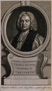 Thomas Secker. Line engraving after J. Wills.