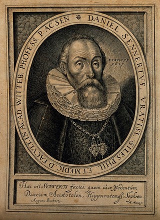 Daniel Sennert. Line engraving by M. Merian, 1628.