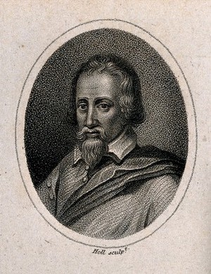 view Michael Servetus. Stipple engraving by Holl, 1820, after C. van Sichem, 1607.
