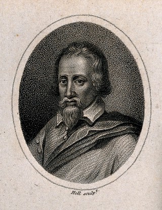 Michael Servetus. Stipple engraving by Holl, 1820, after C. van Sichem, 1607.