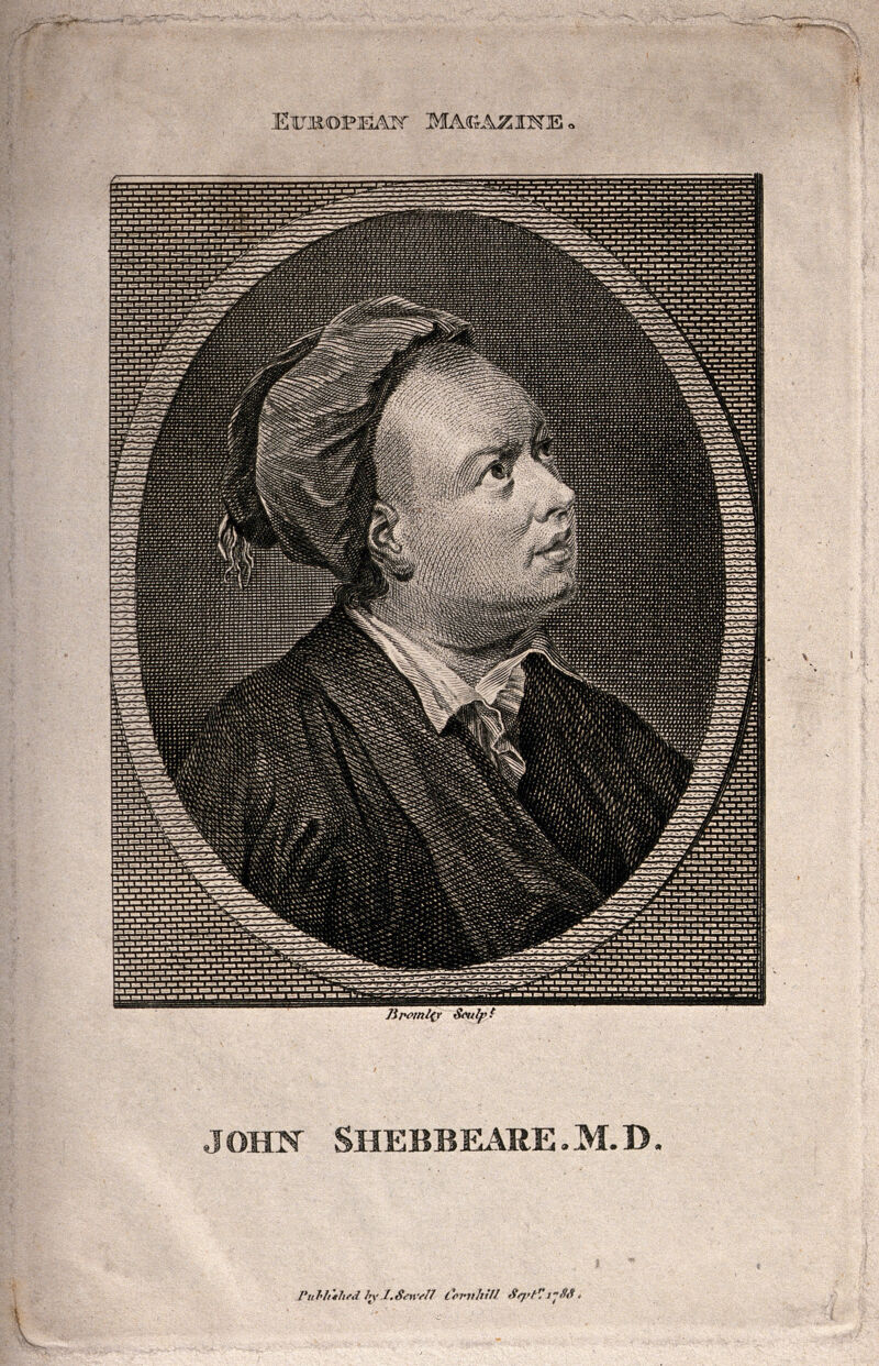 John Shebbeare. Line engraving by W. Bromley, 1788., by William Bromley