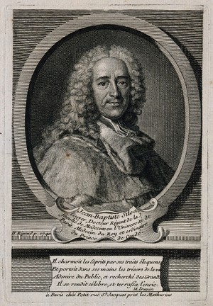 view Jean-Baptiste de Silva. Line engraving by [J. M. Bernigeroth ?] after H. Rigaud, 1740.