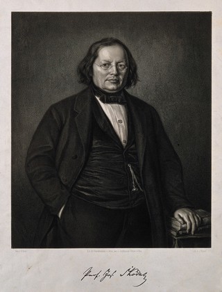 Joseph Skoda. Lithograph by J. Bauer after G. Gaul.