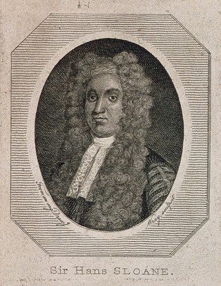 Sir Hans Sloane. Line engraving by Wray, 1795, after T. Murray, 1725.