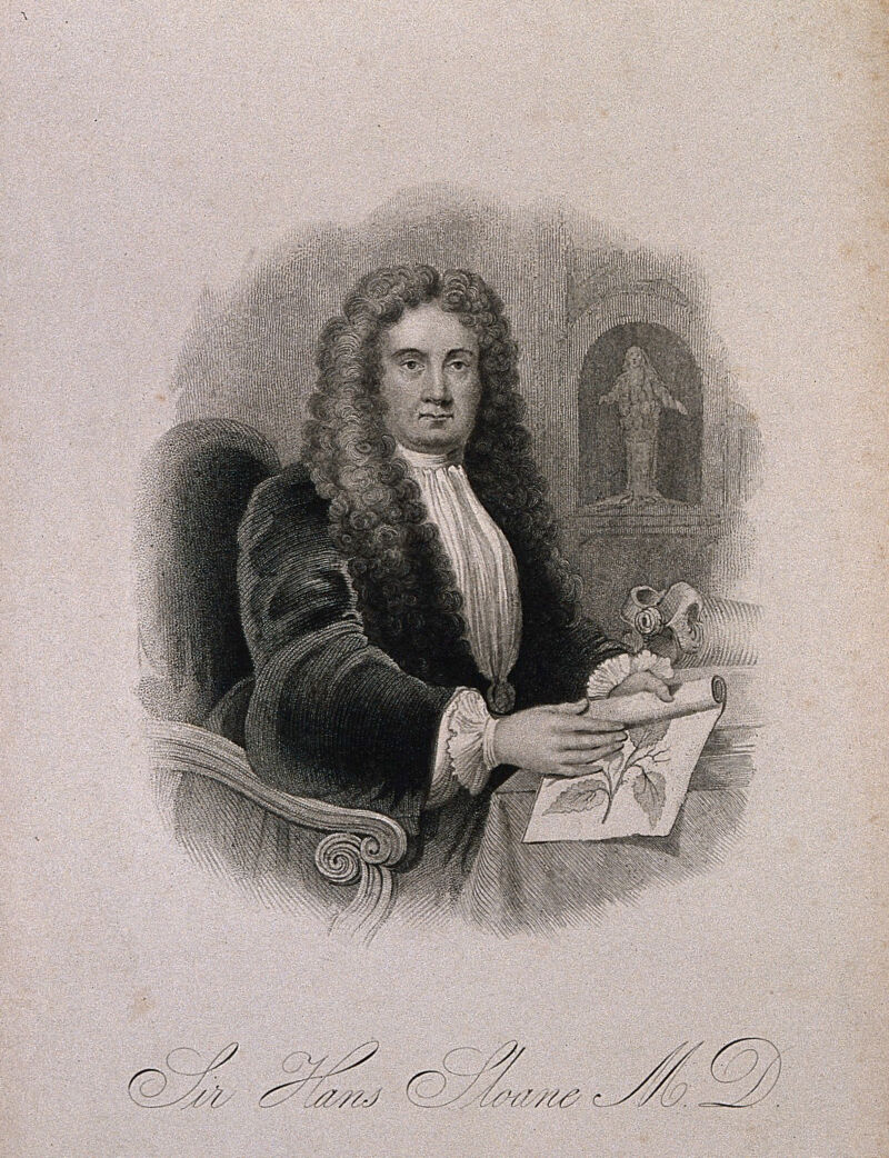 Sir Hans Sloane. Stipple engraving by J.B. Bird after S. Slaughter, 1736., 1800-1899, by Stephen Slaughter
