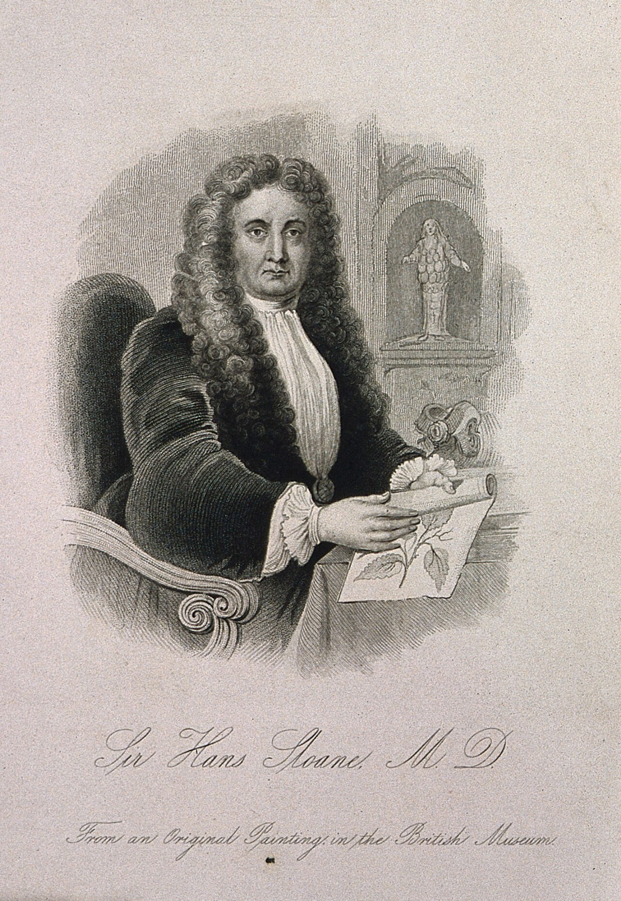 Sir Hans Sloane. Stipple engraving after S. Slaughter, 1736., by Stephen Slaughter