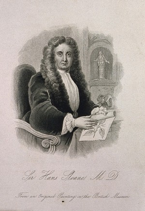 view Sir Hans Sloane. Stipple engraving after S. Slaughter, 1736.