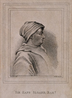 view Sir Hans Sloane. Stipple engraving by T. Prescott.