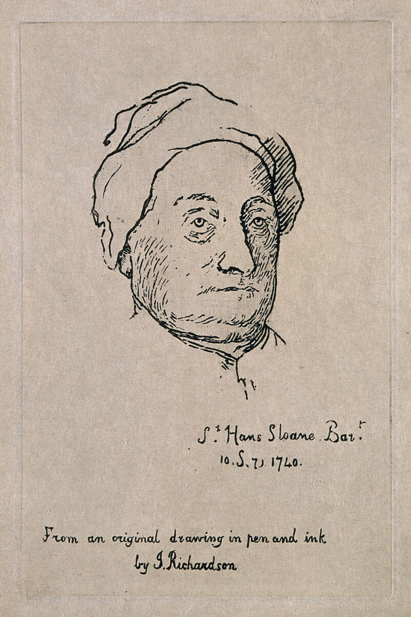 Sir Hans Sloane. Etching after J. Richardson, 1740., by Jonathan Richardson
