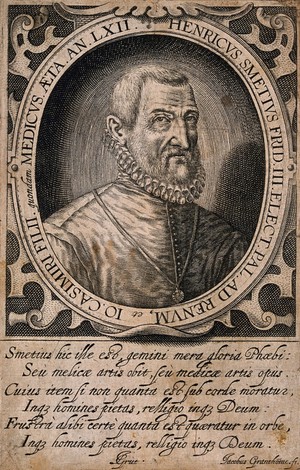 view Hendrik Smet (Henricius Smetius). Line engraving by J. Grandhomme.