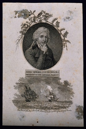 view Sir James Edward Smith. Stipple engraving after J. Russell.