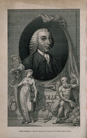 view Tobias George Smollett. Line engraving by J. Collyer, 1790.