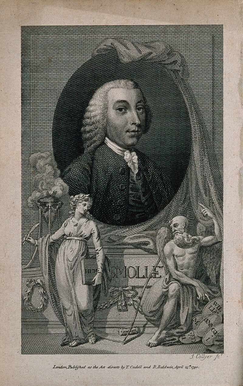Tobias George Smollett. Line engraving by J. Collyer, 1790., by Joseph Collyer