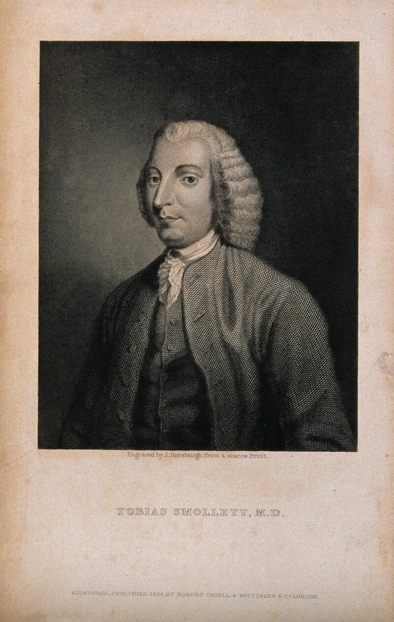 Tobias George Smollett. Line engraving by J. Horsburgh, 1834., by John Horsburgh