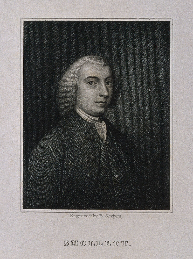 Tobias George Smollett. Stipple engraving by E Scriven., by Edward Scriven
