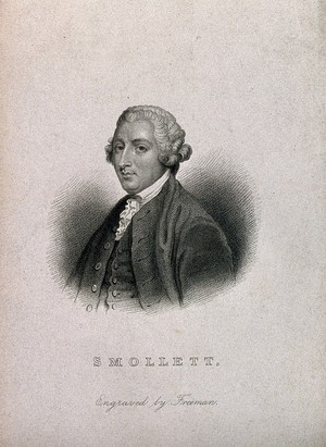 view Tobias George Smollett. Stipple engraving by S. Freeman, 1831, after Sir J. Reynolds.