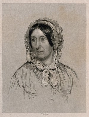 view Mary Somerville [Fairfax]. Stipple engraving by W. Holl, 1858, after J. R. Swinton, 1848.