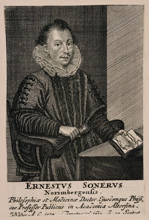 view Ernst Soner. Line engraving by W. P. Kilian, 1728.