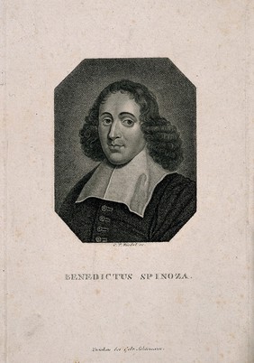 Benedictus (Baruch) Spinoza. Stipple engraving by C. F. Riedel.