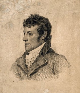 Johann Caspar Spurzheim. Etching by J. W. (?).