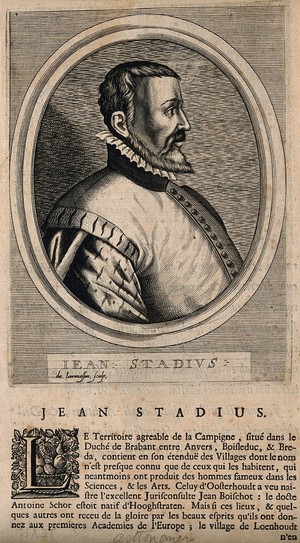 view Jean Stadius. Line engraving by N. de Larmessin.