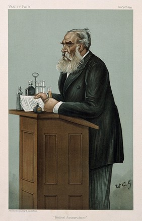 Sir Thomas Stevenson. Colour lithograph by A.G. Witherby [Wag], 1899.