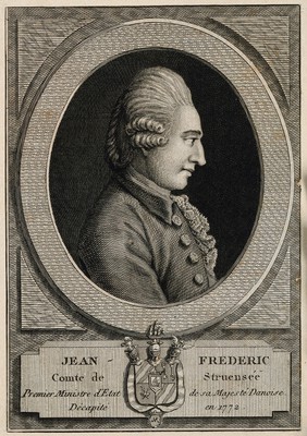 Johann Friedrich, Graf von Struensee. Line engraving.