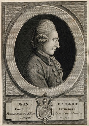 view Johann Friedrich, Graf von Struensee. Line engraving.