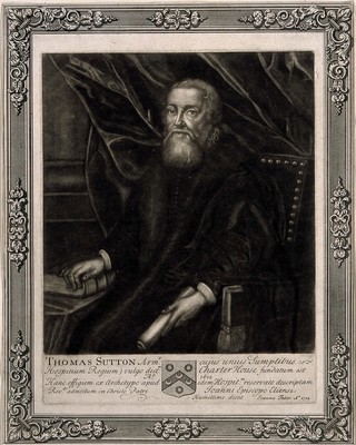 Thomas Sutton. Mezzotint by J. Faber, senior, 1714.