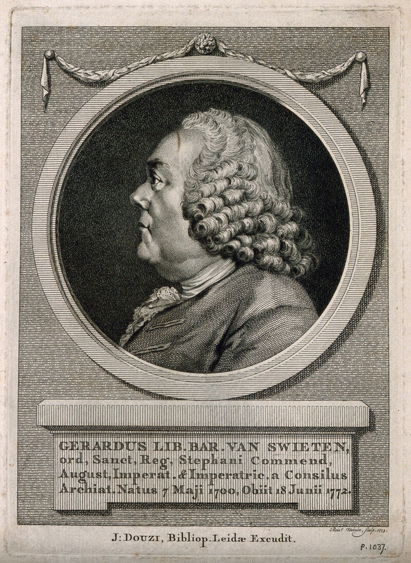 Gerhard van Swieten. Line engraving by R. Vinkeles, 1773., 1773, by Reinier Vinkeles