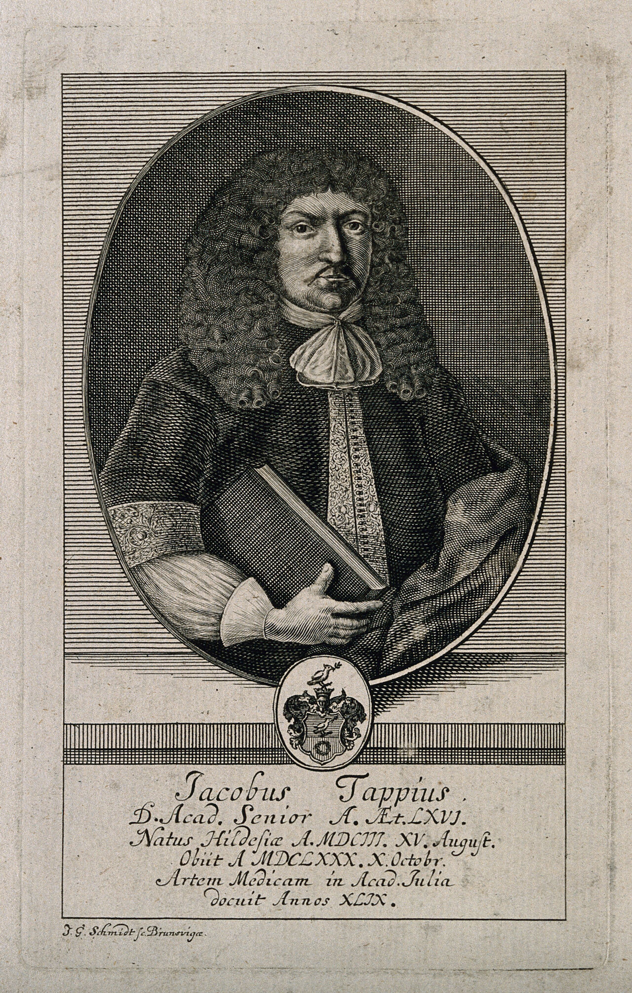 Jacobus Tapp. Line engraving by J.G. Schmidt., 1700-1799, by Johann Georg Schmidt