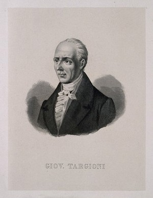 view Giovanni Targioni-Tozzetti. Line engraving.