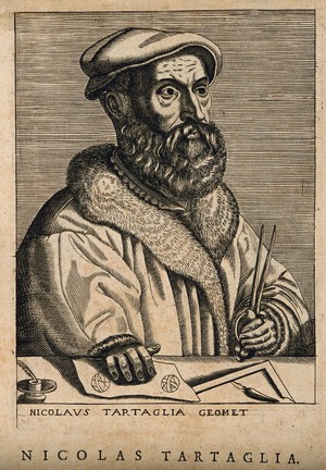 view Niccolo Tartaglia. Line engraving, 1682, after P. Galle.