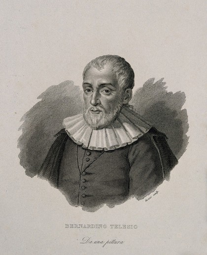 Bernardinus Telesius. Line engraving by G. Guzzi.