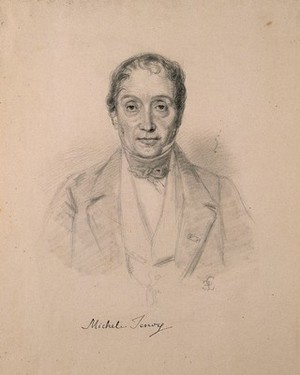 view Michele Tenore. Pencil drawing by C. E. Liverati, 1841.