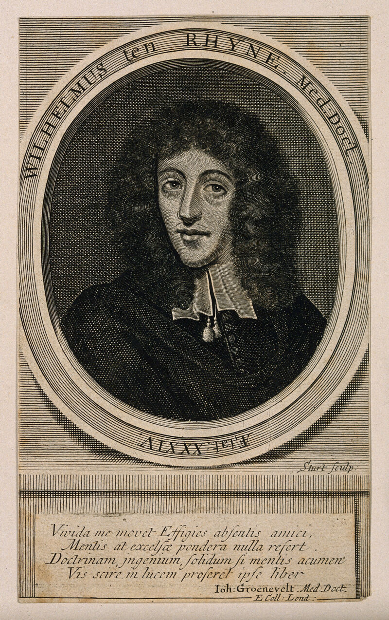 Willem Ten Rhyne. Line engraving by J. Sturt, 1683., 1683, by John Sturt