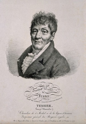 view Henri Alexandre Tessier. Lithograph by J. Boilly, 1811.