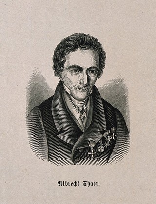 Albrecht Daniel Thaer. Wood engraving by W.A. Nicholls.